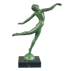 Elle danse nue par Max Le Verrier, sculpture Art déco française