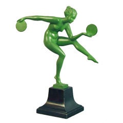 Art Deco Dancing Nude Lady Sculpture, Marcel Bouraine (Derenne)