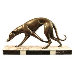 French Art Deco Sculpture of a Whippet (Dog) by Irenee Rochard