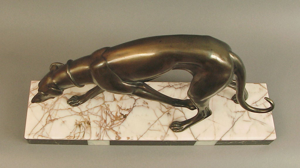 French Art Deco Sculpture of a Whippet (Dog) by Irenee Rochard 1