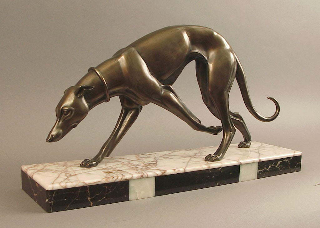 French Art Deco Sculpture of a Whippet (Dog) by Irenee Rochard 3