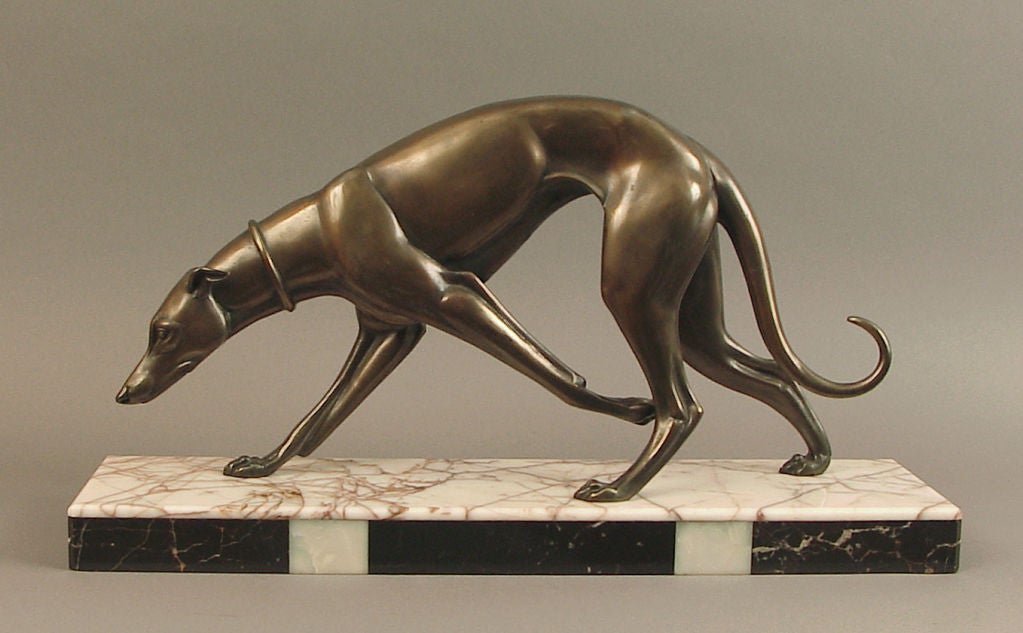 French Art Deco Sculpture of a Whippet (Dog) by Irenee Rochard 5