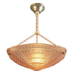 French Art Deco Peach Glass Noverdy Glass Lighting Bowl