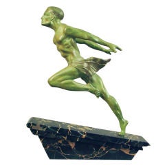 Vintage French Art Deco Male Runner Sculpture Max Le Verrier
