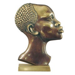 French Art Deco African Warrior Bronze Sculpture cum Lamp