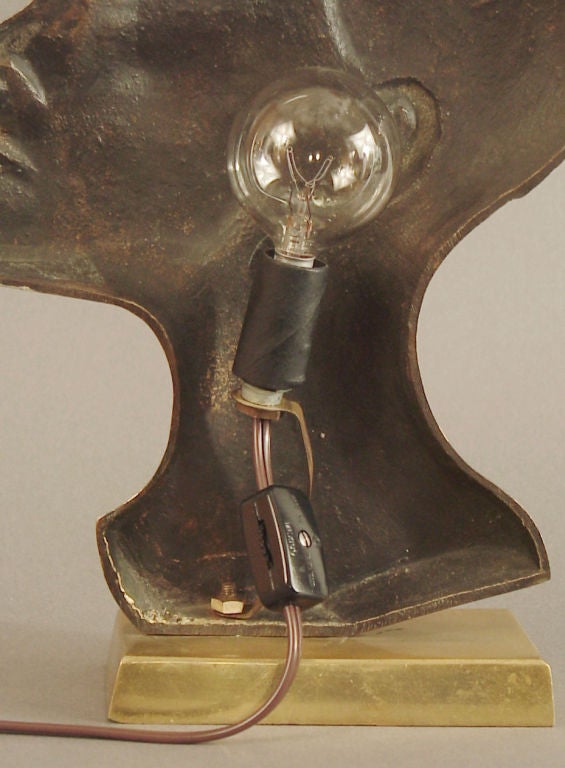 20th Century French Art Deco African Warrior Bronze Sculpture cum Lamp For Sale