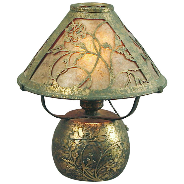 Bronze Arts and Crafts Table Lamp with Mica Inserts by Silver Crest at