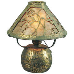 Bronze Arts & Crafts Table Lamp with Mica Inserts by Silver Crest