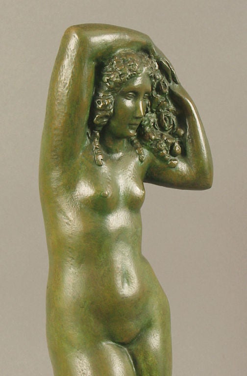 French or Belgian Art Deco Bronze, Nude, signed Martrus In Excellent Condition For Sale In San Francisco, CA