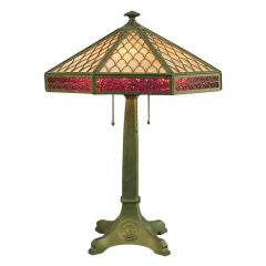 Vintage Bradley & Hubbard Table Lamp, Slag Glass Shade