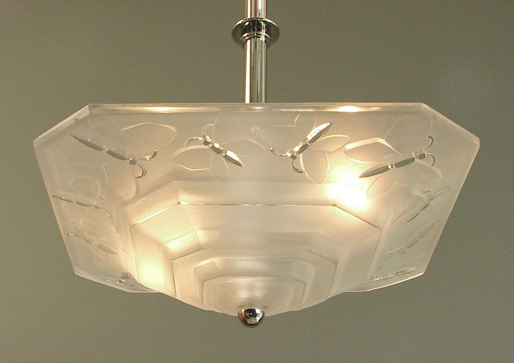 Ceiling Light -  Degue and Georges Leleu, French Art Deco In Excellent Condition In San Francisco, CA