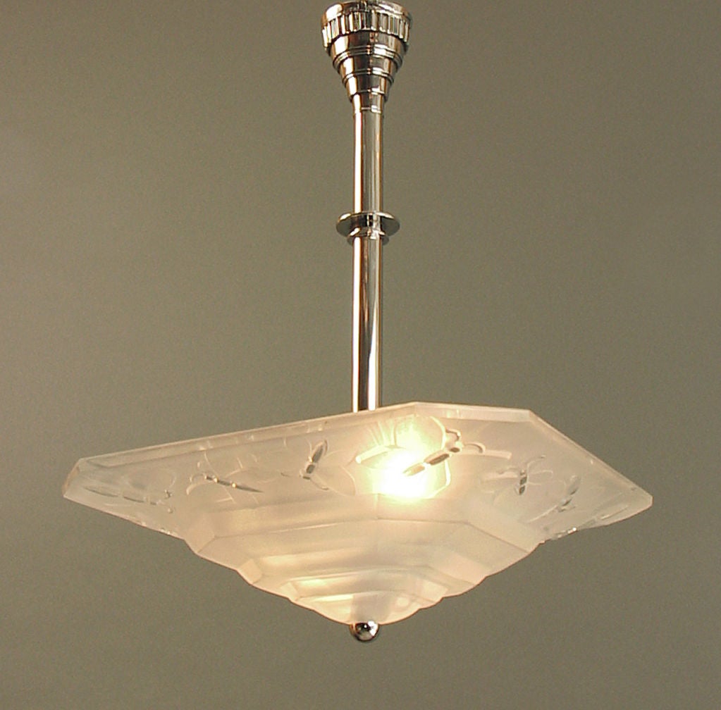 Mid-20th Century Ceiling Light -  Degue and Georges Leleu, French Art Deco