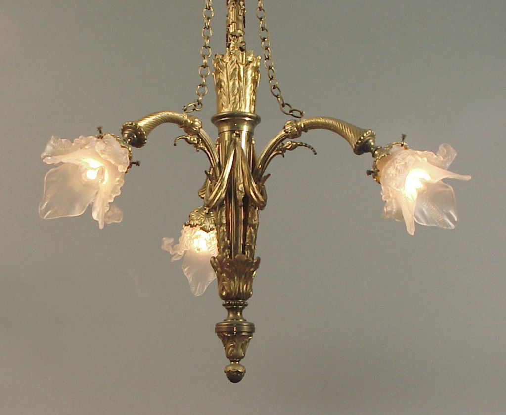 Louis XIV Bronze/Brass 3-light Chandelier