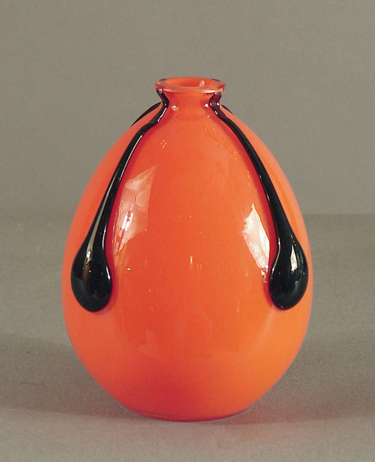 Czech Quartet of Michael Powolny Art Deco Glass Vases, Applied Decorations