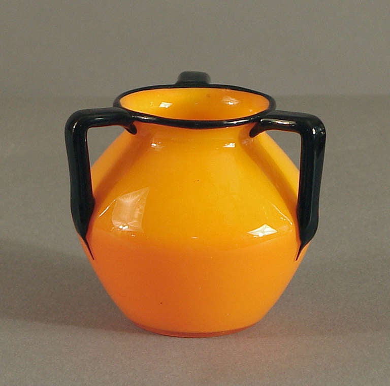 Blown Glass Quartet of Michael Powolny Art Deco Glass Vases, Applied Decorations