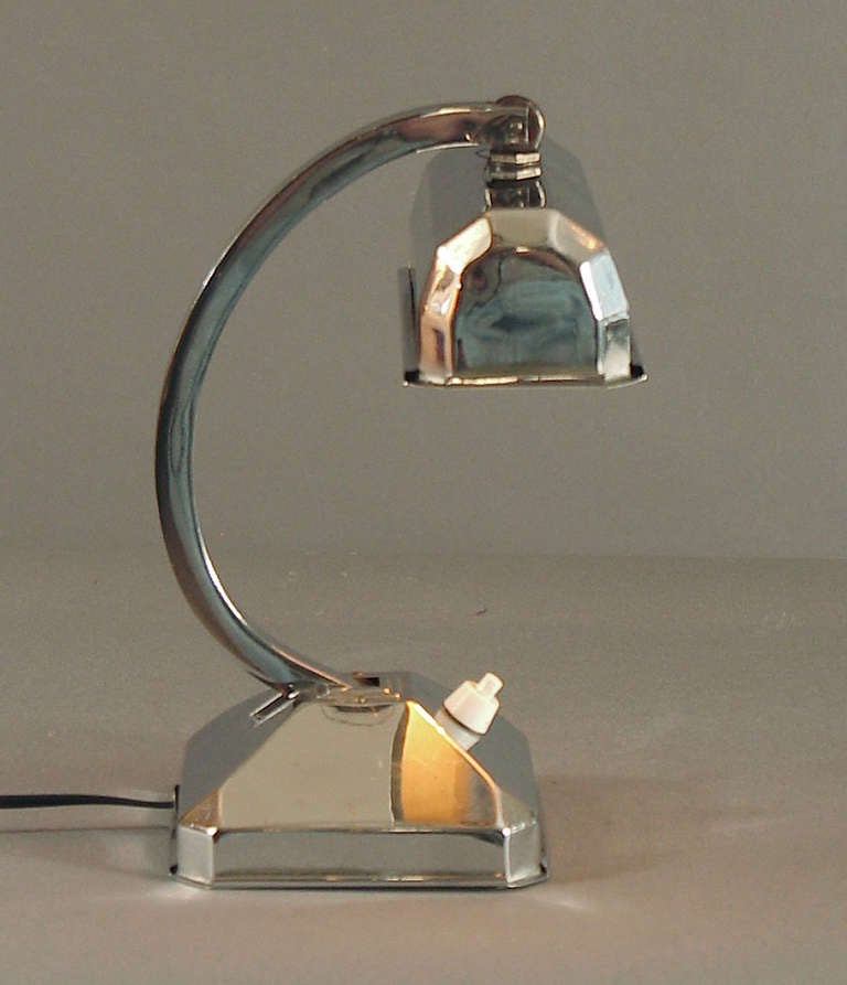 A French Chrome Art Deco Table or Desk Lamp, Articulated In Good Condition In San Francisco, CA