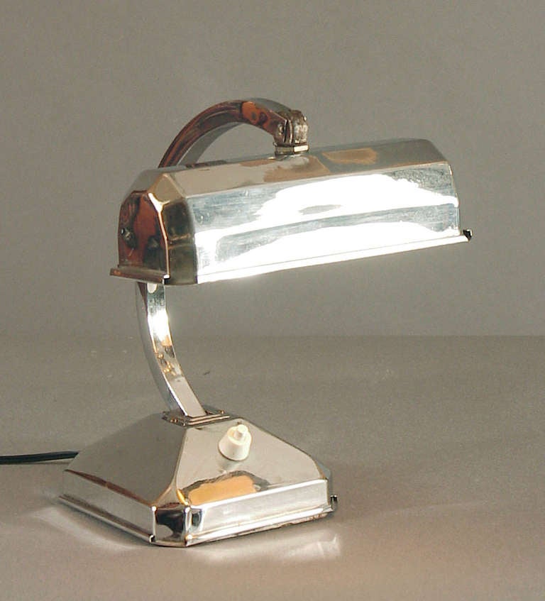 Mid-20th Century A French Chrome Art Deco Table or Desk Lamp, Articulated