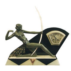 Vintage Diana the Huntress Sculpture, French Art Deco Clock, Garnitures