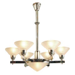 French Art Deco/Modernist Chandelier, 7-light, by Georges Leleu