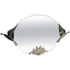 Exceptional Art Deco Wall Mirror with Birds and Stylized Floral Motifs