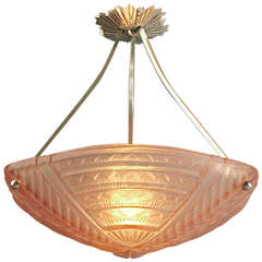 French Art Deco Lighting Bowl: Festival of Geometry by Noverdy, "In the Pink!"