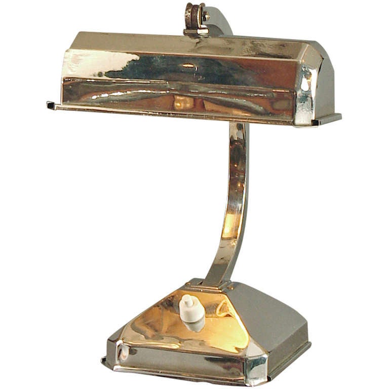 A French Chrome Art Deco Table or Desk Lamp, Articulated