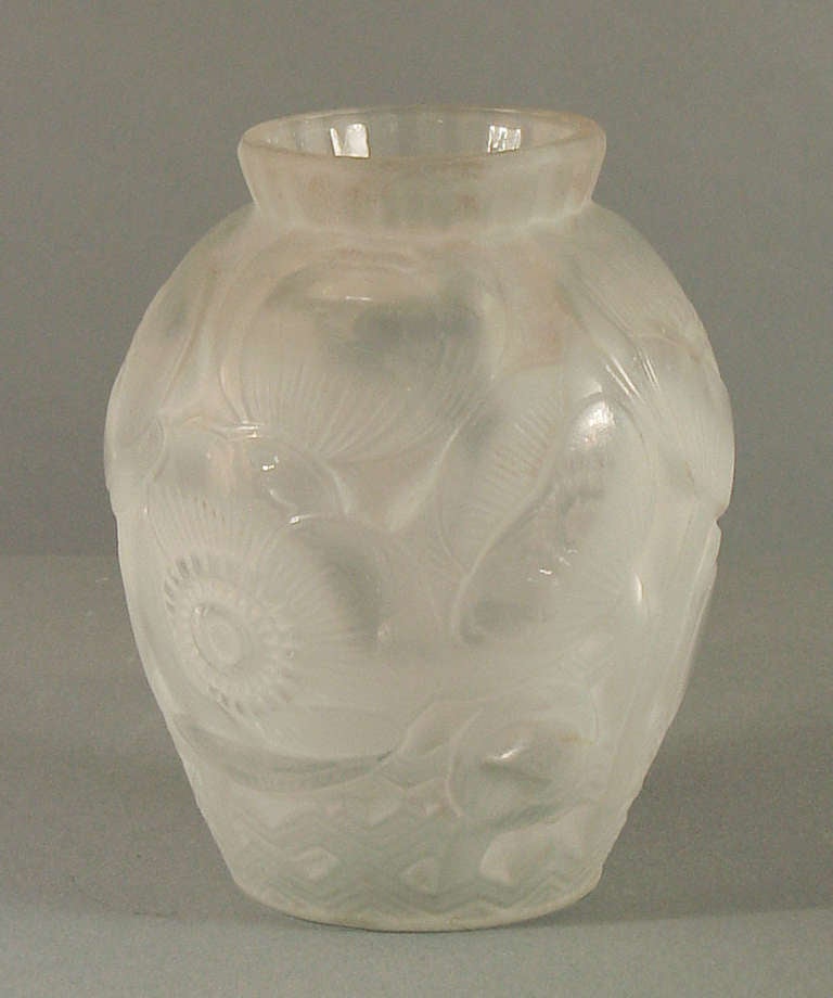 A French Art Deco Molded Glass Vase by Pierre d'Avesn, Lalique Associate