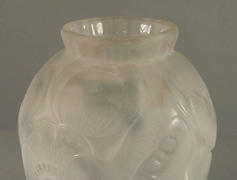 20th Century A French Art Deco Molded Glass Vase by Pierre d'Avesn, Lalique Associate For Sale