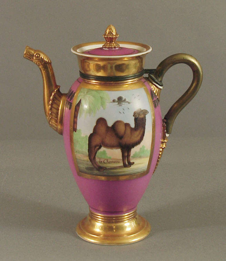 I LOVE old repairs, testimony to the great affection of owners of long ago who so cherished their item to order up a hand-wrought solution, in this instance a solid brass replacement of the handle.  This tea or coffee pot, probably from around 1820,