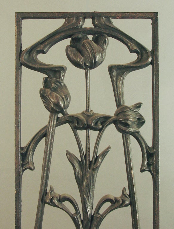 French Decorative Art Nouveau Cast Iron Window or Door Grill For Sale