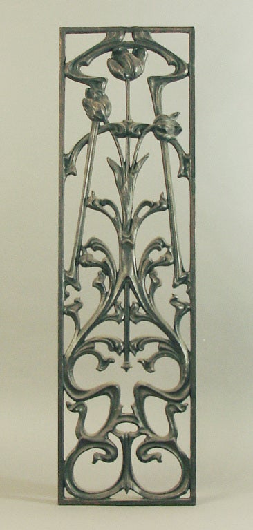 19th Century Decorative Art Nouveau Cast Iron Window or Door Grill For Sale