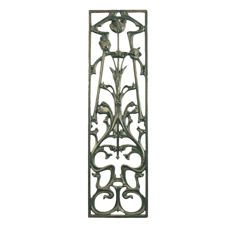 Decorative Art Nouveau Cast Iron Window or Door Grill For Sale