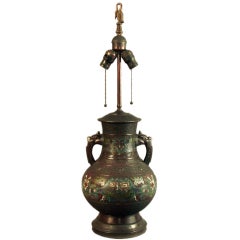 Elegant Chinese Champleve Table Lamp