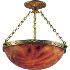 Rich Tortoise-like French Alabaster Lighting Bowl Ca. 1910