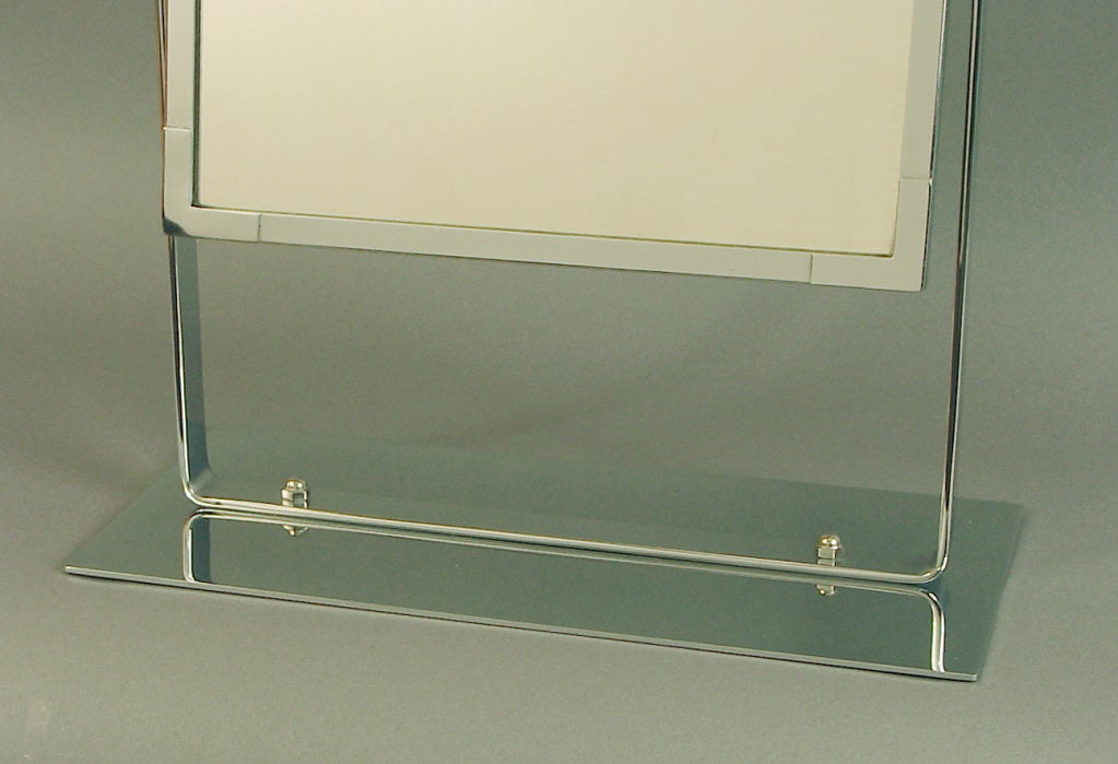 Minimalist Art Moderne/Deco Chrome Plated Vanity or Table Mirror