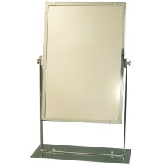 Minimalist Art Moderne/Deco Chrome Plated Vanity or Table Mirror