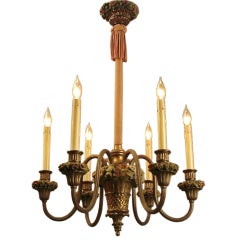 A Luscious French or American 6-light Chandelier: Bouquet&Tassel