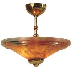 Stepped Richly Colored French Alabaster Lighting Bowl for Low Ceiling