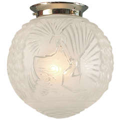 A French Art Deco Lighting Ball, Flush-mount, by the Muller Freres of Luneville