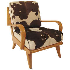 Vintage Cowboy Heaven: Comfy Heywood Wakefield Armchair with Calfskin Cushions