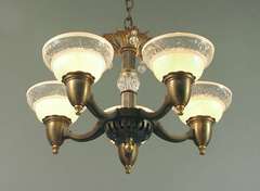 American Art Deco/Moderne 5-light Chandelier with Crystal Beads