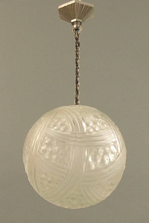 Molded Des Hanots Glass Ball French Art Deco Chandelier