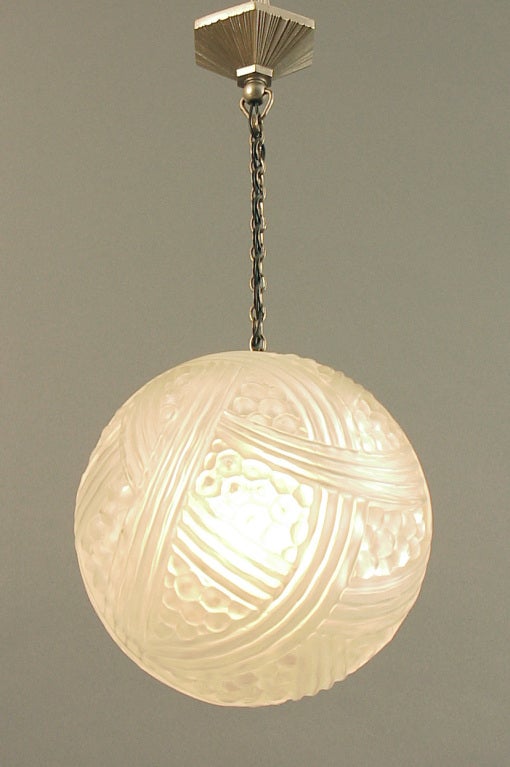 Des Hanots Glass Ball French Art Deco Chandelier 1