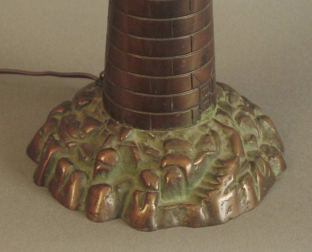 20th Century Solid Bronze Art Deco Lighthouse Lamp with Chrome Top