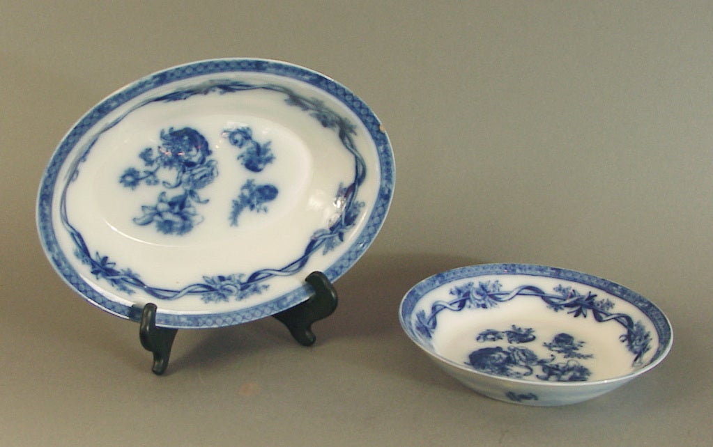 19th Century Dinnerware: Art Nouveau Flow Blue China, Johnson Brothers 