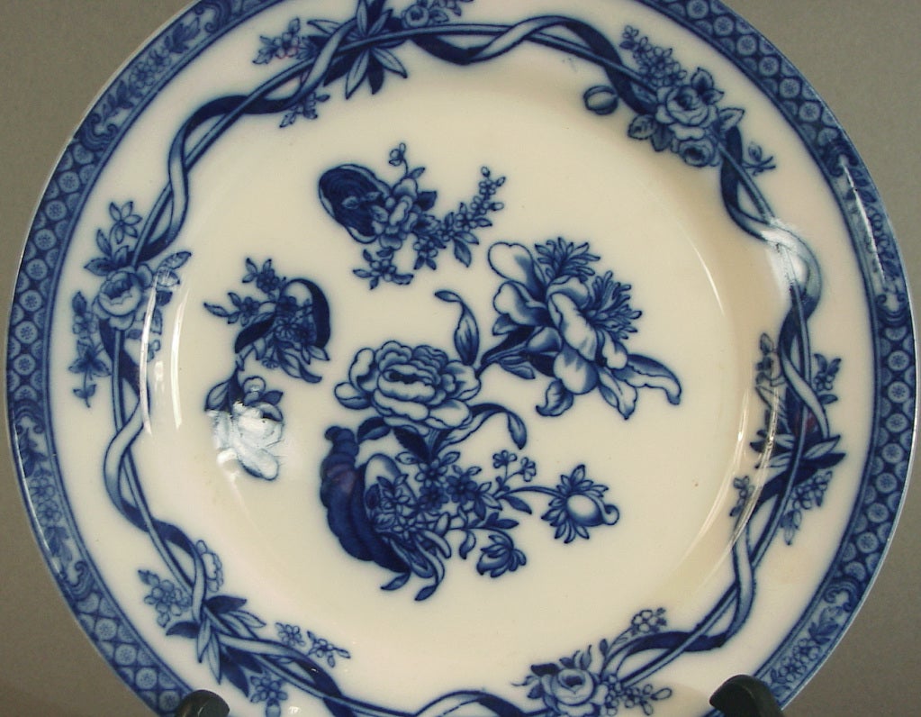 Porcelain Dinnerware: Art Nouveau Flow Blue China, Johnson Brothers 