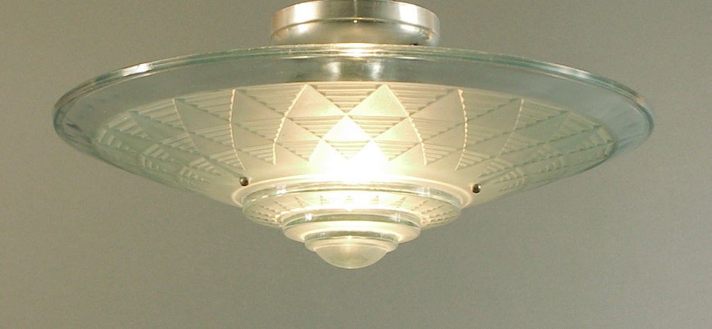 French Art Deco Short Ceiling Fixture Petitot Geometry For Days! 1