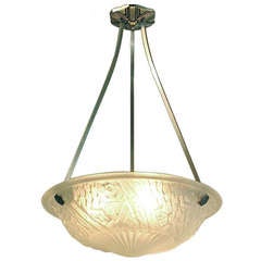 An Especially Well-Decorated French Art Deco Schneider Lighting Bowl