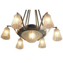 A Superior French Art Deco Chandelier by Robert -- Seven Lights!