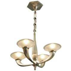 Vintage French Art Deco Four-light Chandelier by Boretti of Lyon